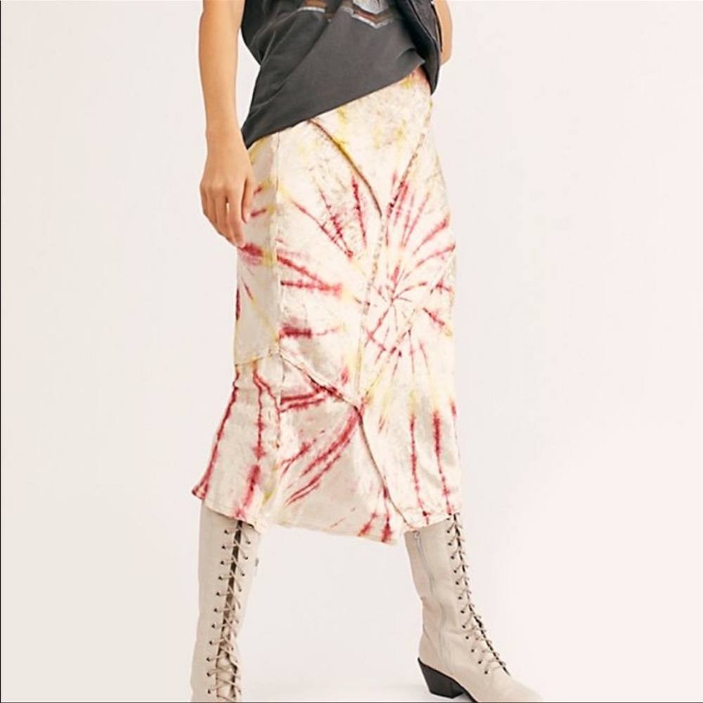 Free People Velvet Tie Dye Midi Skirt